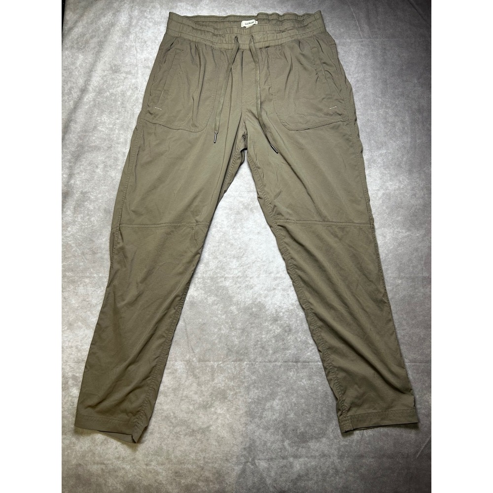 LL Bean Womens Vista Camp Pants Medium Olive Green Ripstop Jogger Hiking 1148